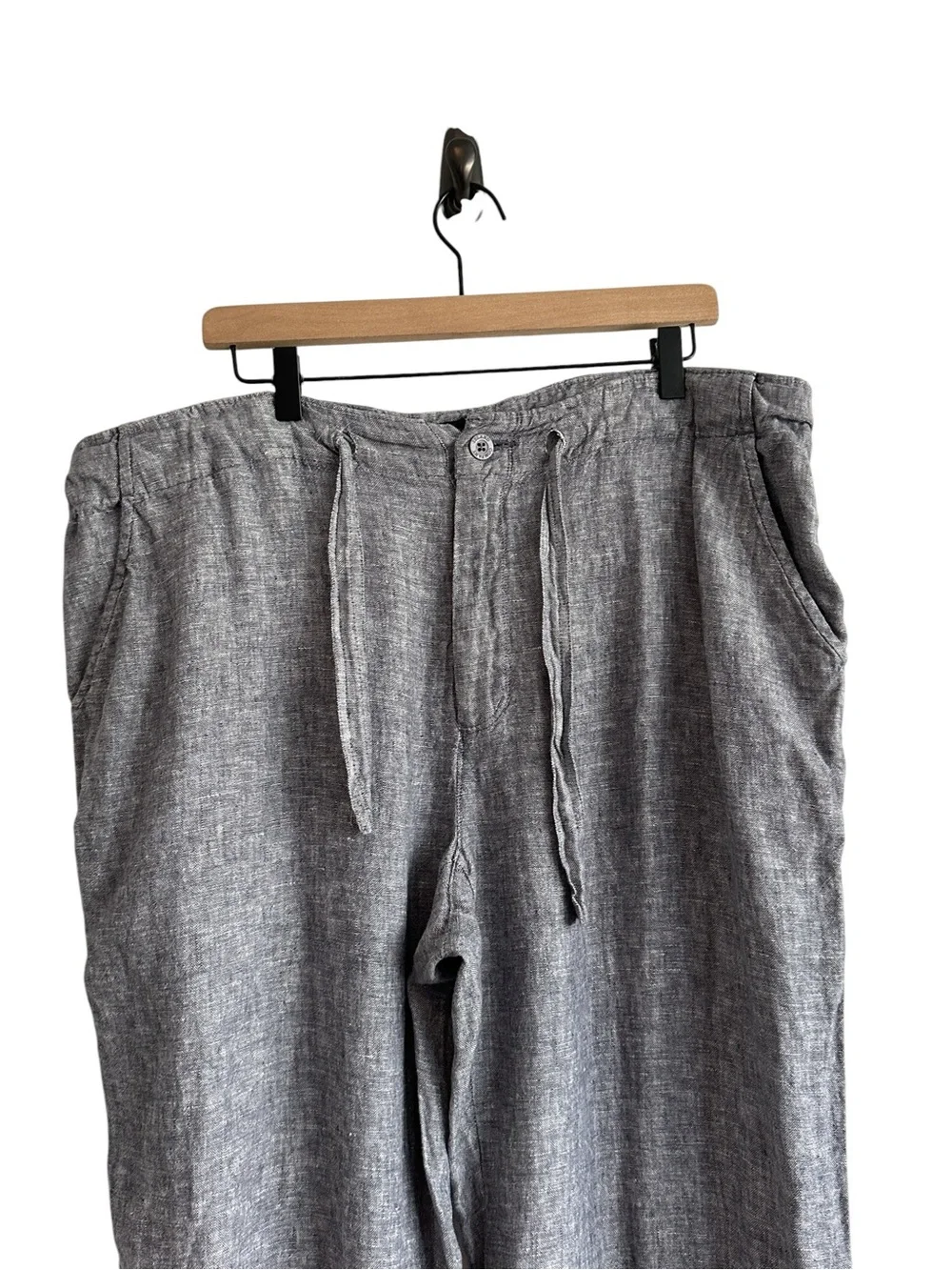 Island Company Men Pants Blue XL 100% Linen flat Front Straight Leg Beach Resort